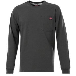 New Men's Wrangler Workwear Heavyweight Long Sleeve Pen Pocket Tee Size M Grey
